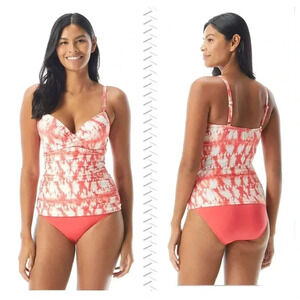 Coco Reef Enrapture Wrap Underwire Tankini Top The Coast Tie Dye Sz 38D